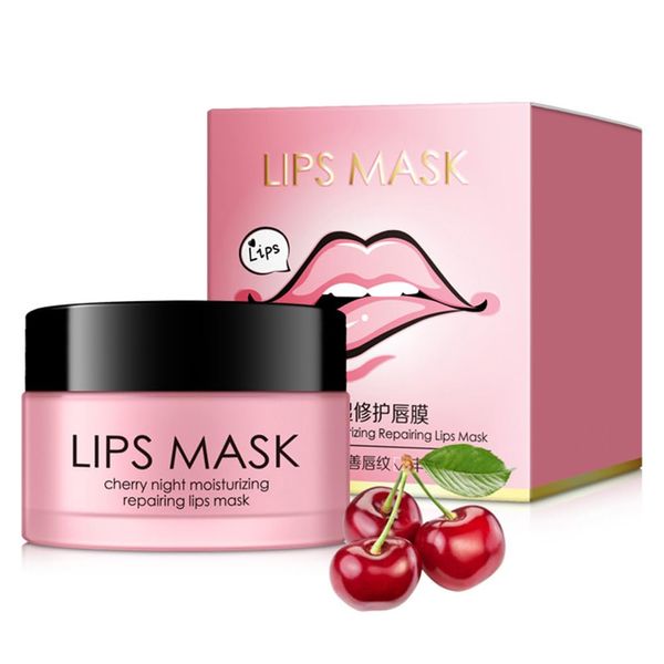 Lip Sleeping Mask, Cherry Night Moisturizing Lip Sleep Mask Overnight Lip Balm Mask Exfoliating Lip Scrub Mask Lip Treatment for Dry Cracked Lips/ 30g