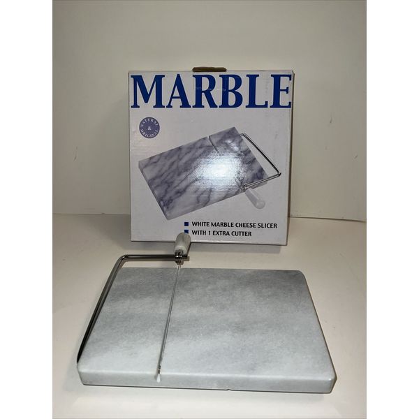 MARBLE CHEESE SLICER 8”x 5” Gray Marble with Steel Arm Extra Wire