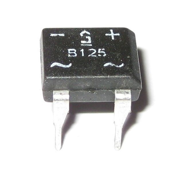 1 Amp 125 Volt Full Wave Mini Bridge Rectifier - 4 Pin DIP - PCB Mount - B125