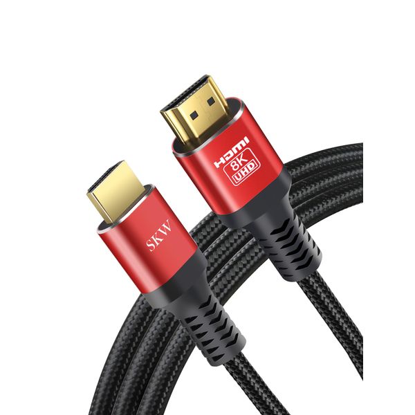 SKW HDMI Cable, 48Gbps, Ultra High Speed, HDMI 2.1 Cable, Supports 8K @ 60Hz, 4K @ 120Hz, 2K @ 144Hz, Compatible with PlayStation, Xbox, Switch, PC, TV, etc. HDMI Cable, 7.6M