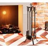 Five-Piece Fireplace Tool Set Modern Accessories with Stand for Indoor Use