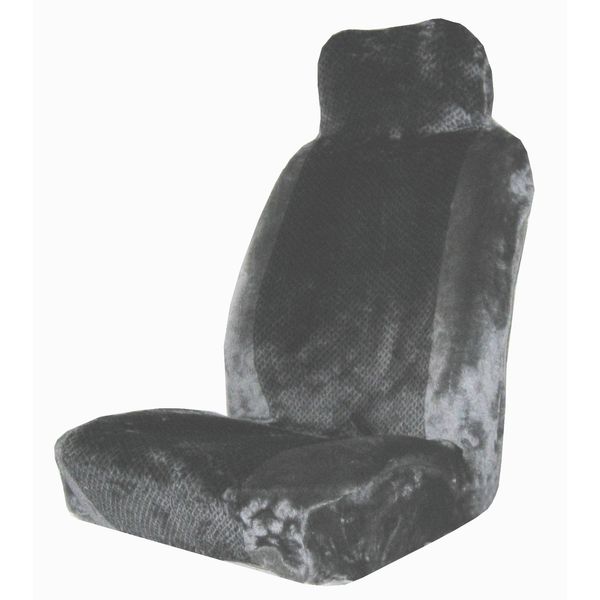 GREY DIAMOND FAUX FUR CAR SEAT COVERS (FRONT PAIR)
