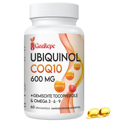 Ubiquinol CoQ10 600 mg Soft Capsules with Omega 3, 6, 9 and Vitamin E (Pack of 60)