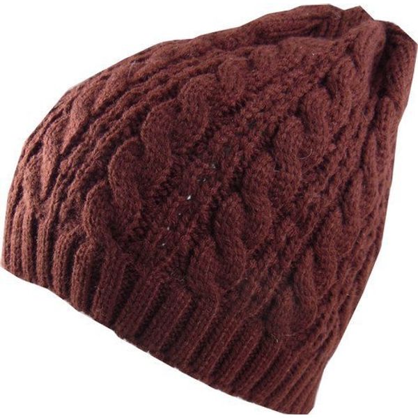 Revive Online Cable Knit Beenie - Chocolate Brown