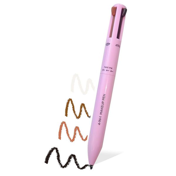 iLamvie Penna Per Trucco 4 In 1, eye liner, Brow Liner, Lip Liner e Highlighter Pen,Multi-Funzione Makeup Matita Di Bellezza,di lunga durata 4 colori Multi-funzione Makeup Matita(Pink)