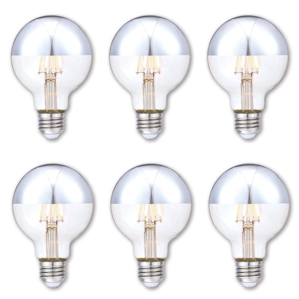 Westinghouse Lighting 5169120 4.5 Watt (40 Watt Equivalent) G25 Dimmable Half Chrome Filament LED Light Bulb, E26 Medium Base, 6-Pack