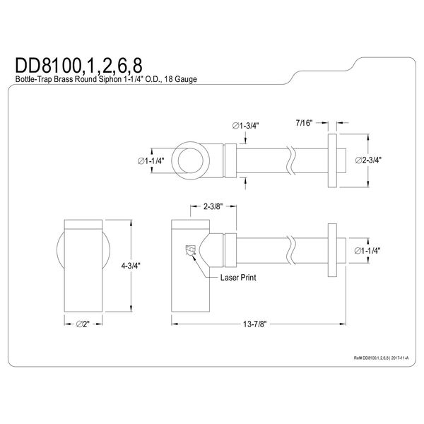 Kingston Brass DD8101 Fauceture Modern Bottle-Trap 12-Inch Vessel Sink Drain, Chrome