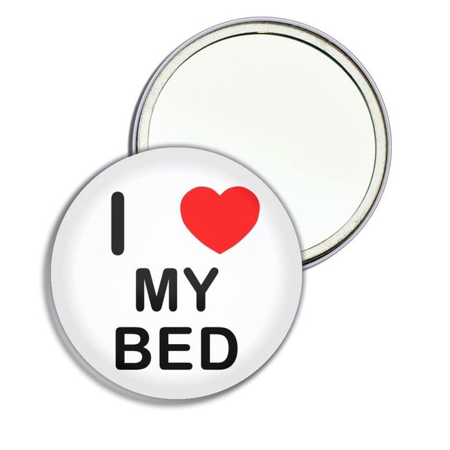 I Love My Bed - 77mm Round Compact Mirror