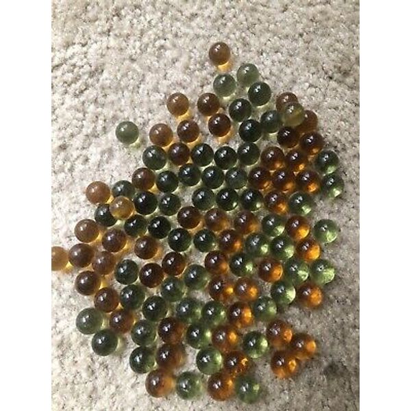 107 Vintage Yellow Gold And Green Glass Marbles Toys