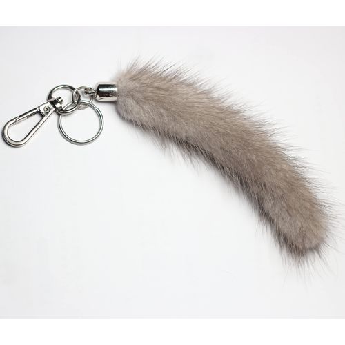 Fosrion Real Mink Tail Fur Key Chain Hook Ring for Offic Motor Car Jeep Truck Motorcycle motorbike (Gray)