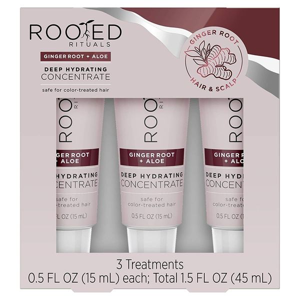 Rooted Rituals - Ginger Root and Aloe - Deep Hydrating Concentrate Treatment, 1.5 fl oz, Pack of 3 -.5 fl oz Each