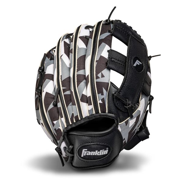 Franklin Sports Kids Baseball + Tball Glove - RTP Youth Baseball Glove - Boys + Girls Teeball, Youth Baseball Glove - Black/White - 9.5" Right Hand Throw