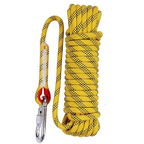 Aoneky 10 mm Static Outdoor Rock Climbing Rope, Fire Escape Safety Rappelling Rope (Yellow 1, 32)