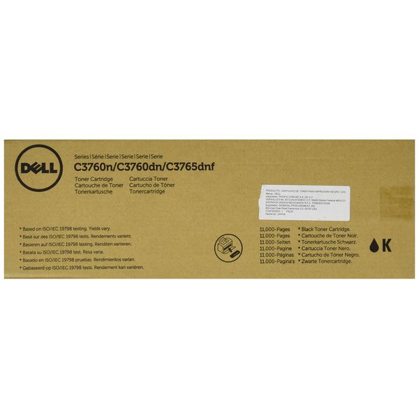 Dell W8D60 Toner Cartridge C3760N/C3760DN/C3765DNF Color Laser Printer, Black, 1 Size