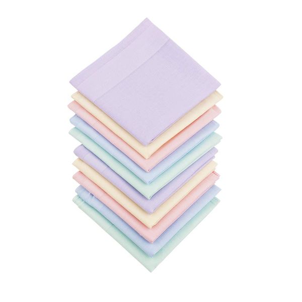 HOULIFE Ladies 100% 60S Cotton Handkerchiefs Womens Soft Solid Candy Color Hankies for Wedding Party 5/10 Pieces 16x16/40x40cm