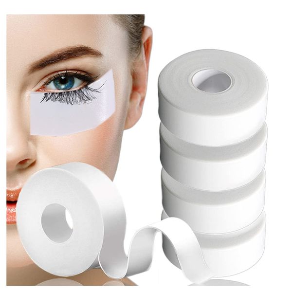 5 Rolls Lash Tape, Kalolary Big Roll Adhesive Medical Elastic Foam Tape Eyelash Extension Supplies, White Lint Free Hypoallergenic No Latex Lash Pad Tape for False Eyelash Extension