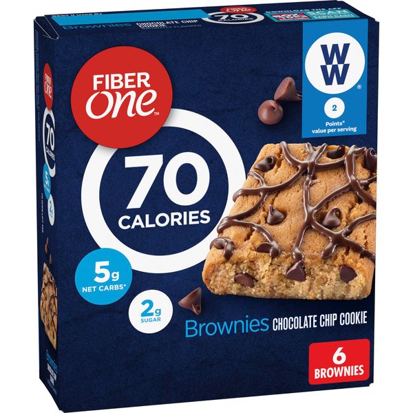 Fiber One 70 Calorie Brownies, Chocolate Chip Cookie, Snack Bars, 6 ct