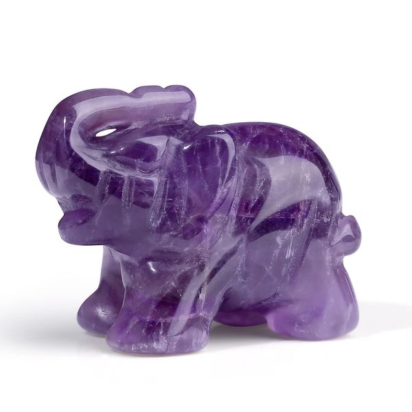 XIANNVXI Amethyst Crystal Elephant Ornament Figurine Amethyst Crystal Gifts for Women Lucky Elephant Gifts for Women 1.5" Natural Gemstone Elephant Cute Desk Accessories