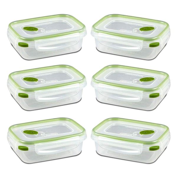 STERILITE 0311 Ultra Seal 3.1 Cup Rectangle Food Storage Container, Clear Green, See Through Lid & Base With New Leaf Accents