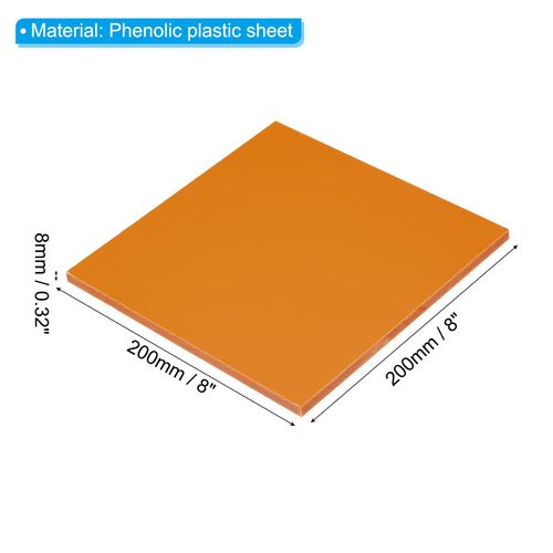 PATIKIL 200x200x8mm Phenolic Plastic Board, 1 Pcs Resin Laminated Sheet Plate Board PCB for Electrical Electronic Fixtures DIY and Crafts, Orange Red