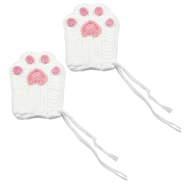 Handmade Crocheted Cat Claw Paw Soap Bags, Natural Cotton Soap Savers for Bar Soap, Foaming and Drying The Soap (Brown) (White and Pink Paw)