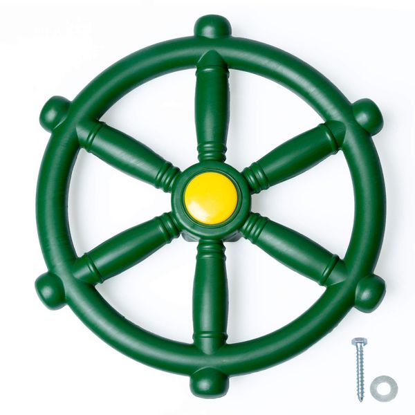 Play Platoon Kids Pirate Ship Wheel for Jungle Gym - Green Playground Steering Wheel for Swing Set