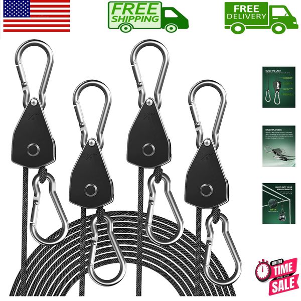Versatile Adjustable Rope Hanger 4-Pack - Perfect for Plants & Equipment