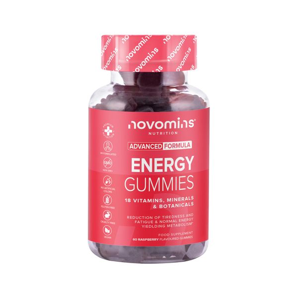 Energy Gummies - High Strength Energy Chews – Tastier Than Energy Gels, Drinks, Tablets and Pills – Caffeine Free Energy Boost Supplements for Running, Cycling, Studying - Made by Novomins