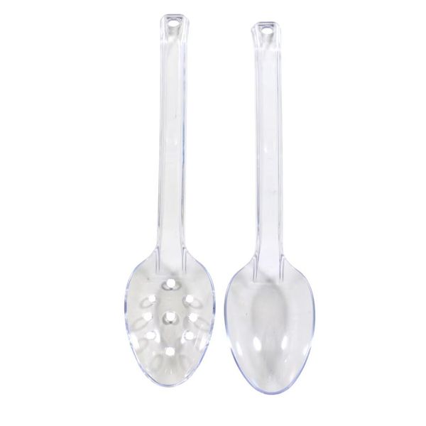Clear Plastic Serving Utensil Set, 1 Each Slotted Spoon and One Solid Spoon
