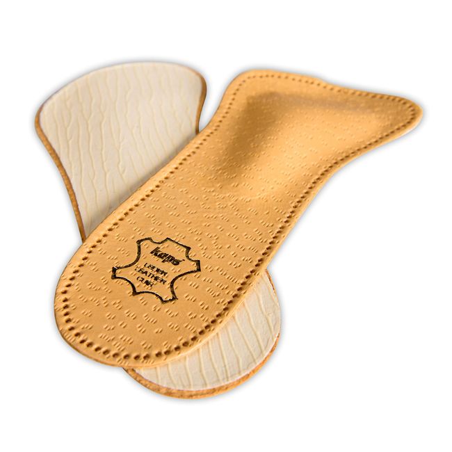 Kaps Orthotic 3/4 Leather Shoe Insoles Inserts For Women, Reduce Discomfort Prevent Forefoot Pain With Metatarsal Arch Support, 39 EUR / 6 UK / Women, Beige