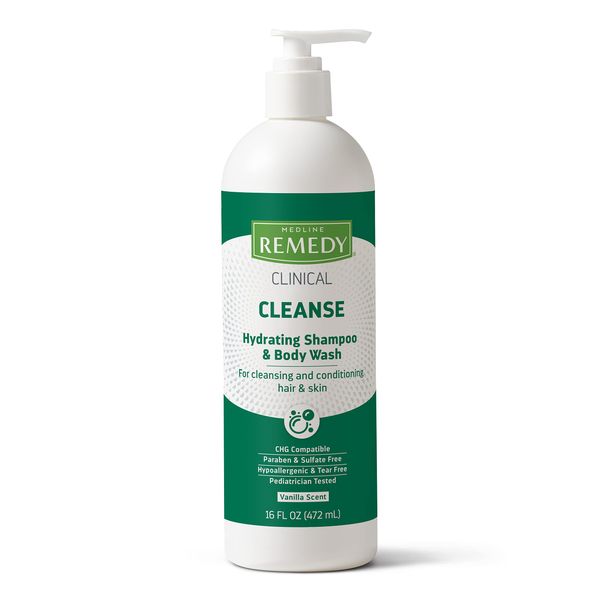 Medline Remedy with Phytoplex Hydrating Cleansing Gel, No-Rinse Body Wash and Shampoo, Paraben and Sulfate-Free, Scented, 16 fl oz
