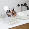 Clear Makeup Organizer with Vanity Mirror, 15 Compartments & 2 Drawers