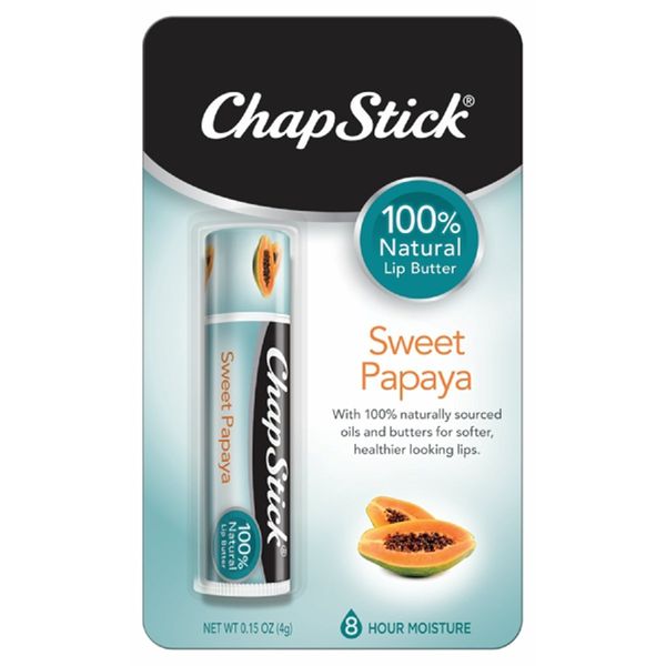 ChapStick Papaya 100% Natural Lip Butter Tube, Lip Balm - 0.15 Oz, Non-Tinted, Sweet Papaya