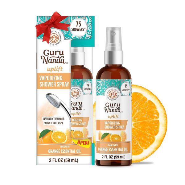 GuruNanda Uplift Vaporizing Shower Spray 2 Fl Oz Orange Eucalyptus Aroma