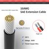 ELFCULB SAE Connector Extension Cable,16AWG 2FT 2 Pin Quick Disconnect Plug for Car Motorcycle(2 Pack)