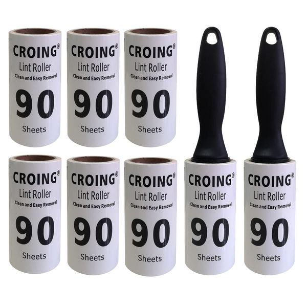 CROING 𝑭𝒖𝒔𝒔𝒆𝒍𝒓𝒐𝒍𝒍𝒆 (720 Blätter) Extra Klebrige Lint Roller, Fusselrolle Tierhaare Geeignet für Kleidung, Haare, Katzenhaare, Hundehaare