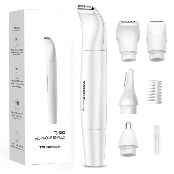 TOUCHBeauty Bikini Trimmer for Women: Flawless Facial Hair Remover- Waterproof Face Razors with Case - 4 in 1 Hair Trimmer Set for Leg, Face, Eyebrows, Nose, Armpit, Bikini