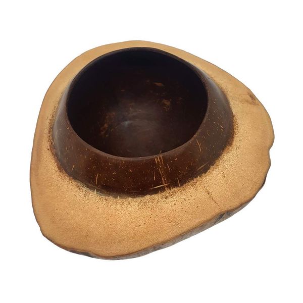 VIE Coconut Bowl Natural Round with Outer Shell Large 22-25 cm Outer Diameter