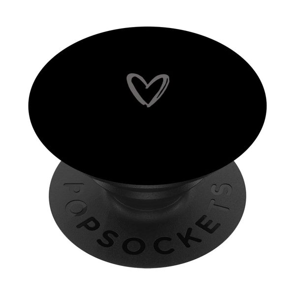 Light Gray Black Minimalist Heart PopSockets Swappable PopGrip