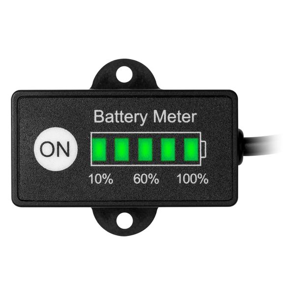 Jayron Mini LED Battery Indicator for 12/24V DC Equipment - Battery Fuel Gauge, LiFePO4 Storage Battery, 5-Column LED Chart, IP65 Waterproof, CE, RoHS