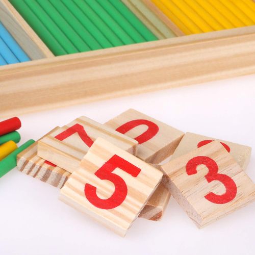 camelize Wood Toy Counting Rods Mathematical Intelligence Sticks Wooden Number Cards Building Blocks gift for Kids Preschool Educational Toys(Colorful)