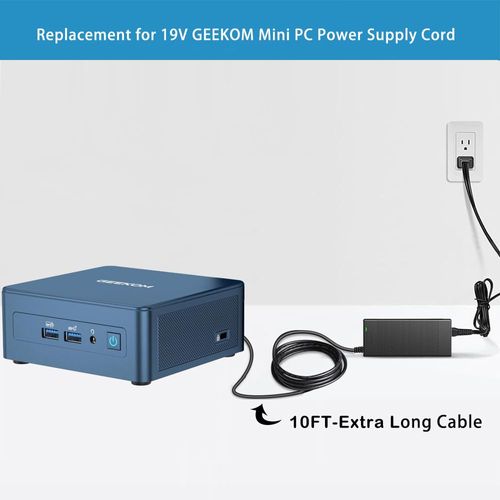 19V 3A 3.42A MINI PC Power Adapter Compatible with AMD and Intel Series NUC Mini PC KAMRUI E3B Beelink GMKtec TRIGKEY ACEMAGIC BOSGAME Intel NUC Kit Mini Desktop Computer Power Supply Cord Cable