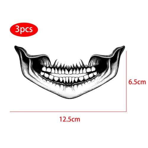 Halloween Mouth Tattoo Stickers, Halloween Tattoos Trucco, Tattoo Adesivi temporanei per il Viso p3pcs