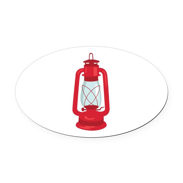 CafePress Camping Lantern Euro Oval Car Bumper Magnet