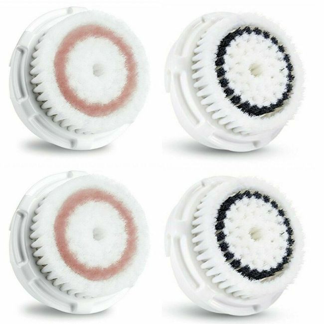 2 Radiance + 2 Sensitive Facial Brush Head Replacements For Clarisonic MIA 1,2,3