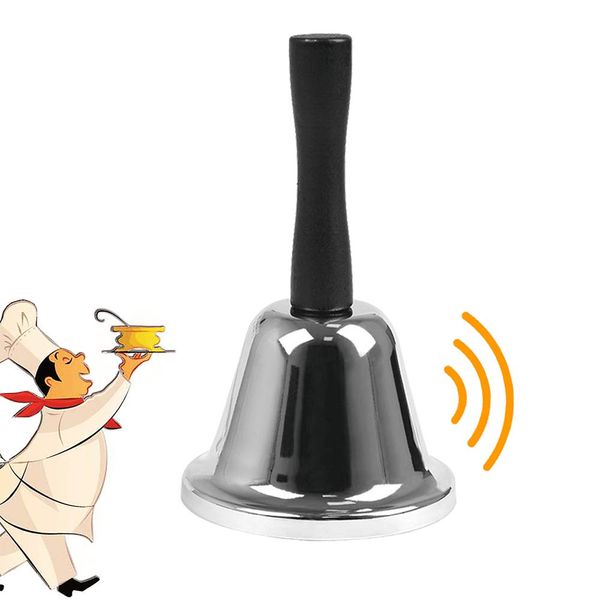 XCOZU Stainless Steel Hand Bell, Small Hand Bell Attention School Bell Metal Loud Call Hand Bell, Hand Held Bell Hand Bells Ring for Service, Counter Reception Bell, Tea Bell, Dinner Bell(Silver)