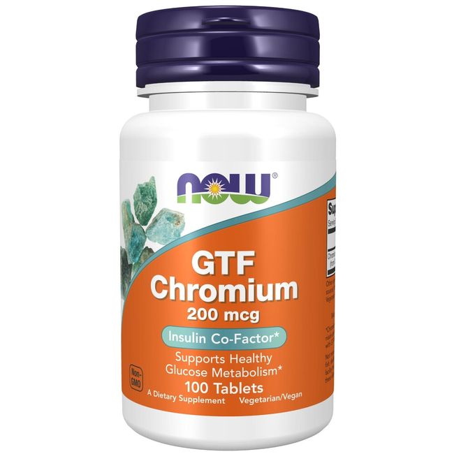 NOW Foods GTF Chromium 200 mcg, 100 Tablets