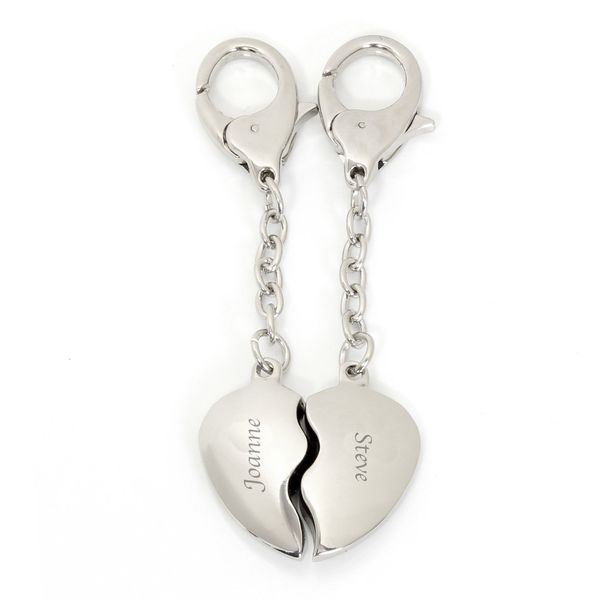 County Engraving Personalised Valentines Joining Heart Keyring Romantic Gift Engraved