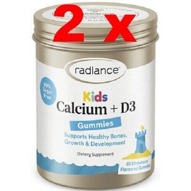 2 x Radiance Kids Gummies Calcium + D3 60 -Berry Flavour -  made in New Zealand