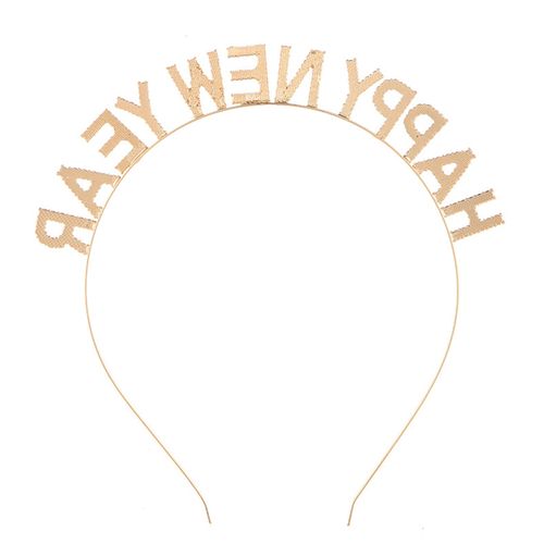 Apone Fatu Happy New Year Headband Tiara,New Year Eve Women's Sparkly Rhinestone New Year Tiara Headband Party Hair Accessory (multicolour)
